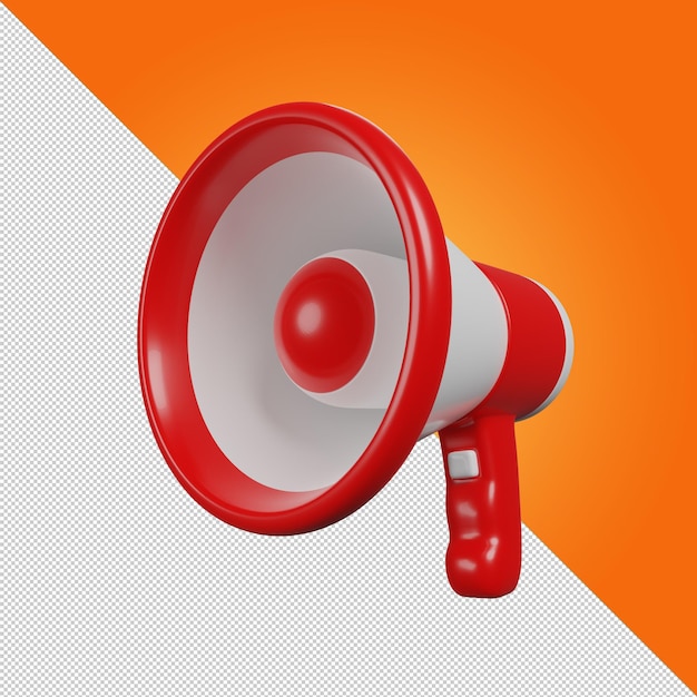 Mégaphone rouge et blanc Klaxon rouge et blanc Icône de haut-parleur Haut-parleur isolé Illustration 3d Rendu 3D