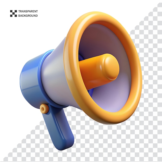 Megaphone speaker 3d render stile icona immagine PNG isolata su uno sfondo trasparente file PSD