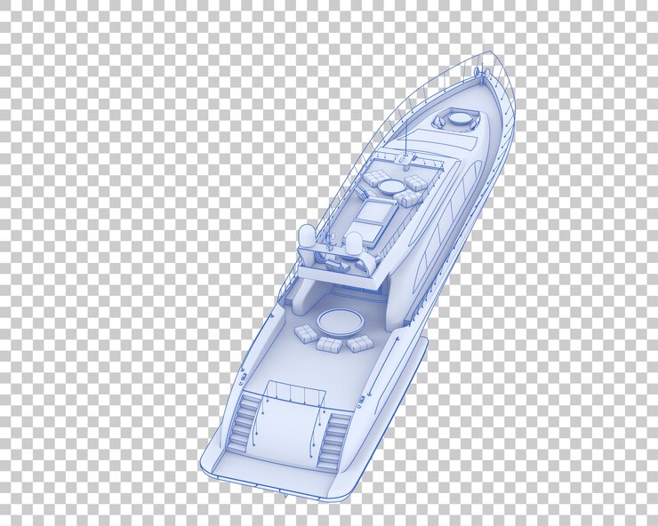 PSD megayacht auf transparentem hintergrund 3d-darstellung