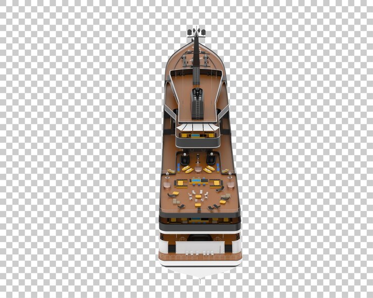 PSD megayacht auf transparentem hintergrund 3d-darstellung