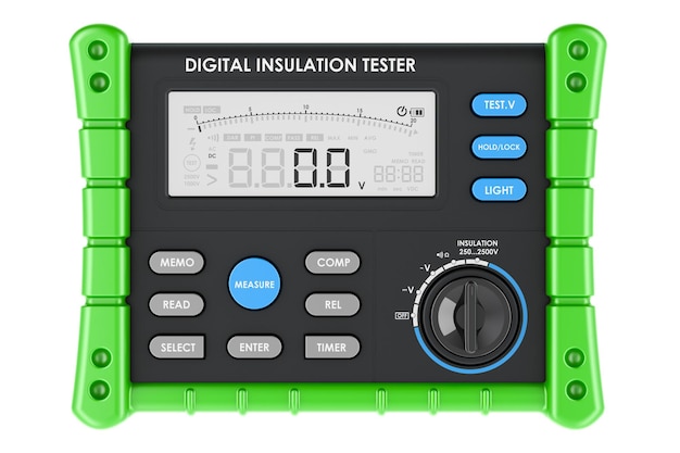 Megohmmeter Digital Insulation Resistance Tester 3D-Rendering isoliert auf transparentem Hintergrund