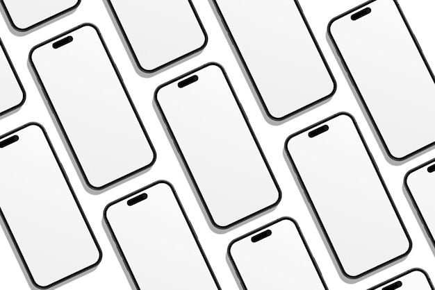 Mehrere Smartphones mit leeren Bildschirmen
