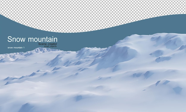 Mehrstufige Hügel, die überall mit Schnee bedeckt sind