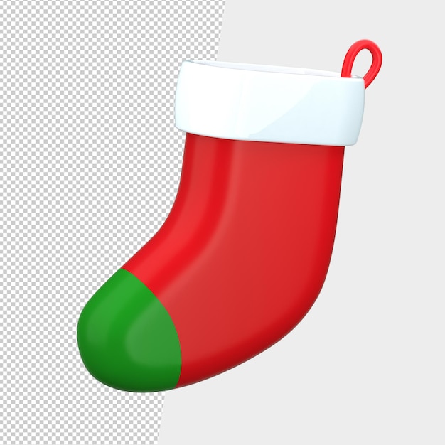 Meia de natal 3d com fundo transparente