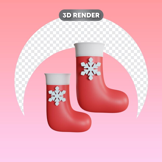 Meia de natal com objeto 3d floco de neve