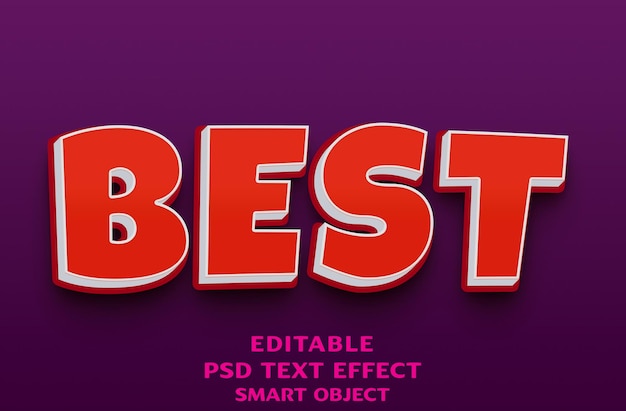 PSD meilleur design d'effet de texte 3d