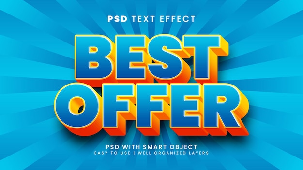 Meilleur effet de texte modifiable 3d de vente d'offre avec le style de texte de promotion et de remise