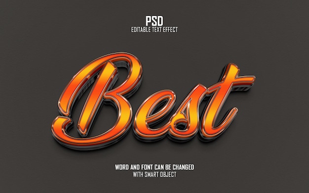 Meilleur effet de texte psd modifiable 3d avec arrière-plan