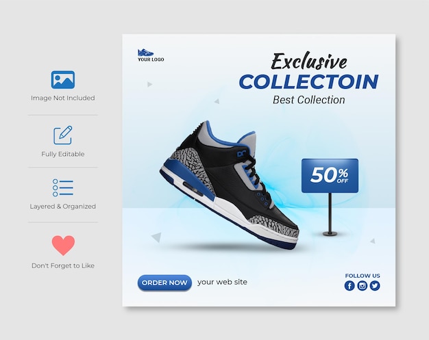 PSD meilleure vente de produits de collection de chaussures sur les réseaux sociaux et le modèle de post instagram