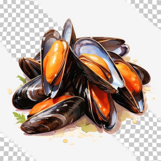 PSD mejillones solos fondo transparente