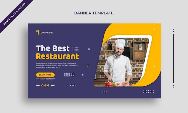 El mejor banner web horizontal simple de restaurante o plantilla de publicación en redes sociales