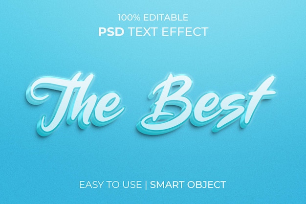 PSD el mejor fondo azul de estilo de efecto de texto 3d