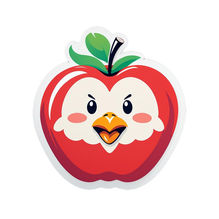 PSD mela mangiare un pollo adesivo decalco