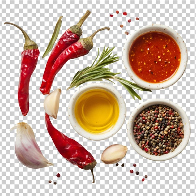 Un mélange épicé de piment et d'herbes