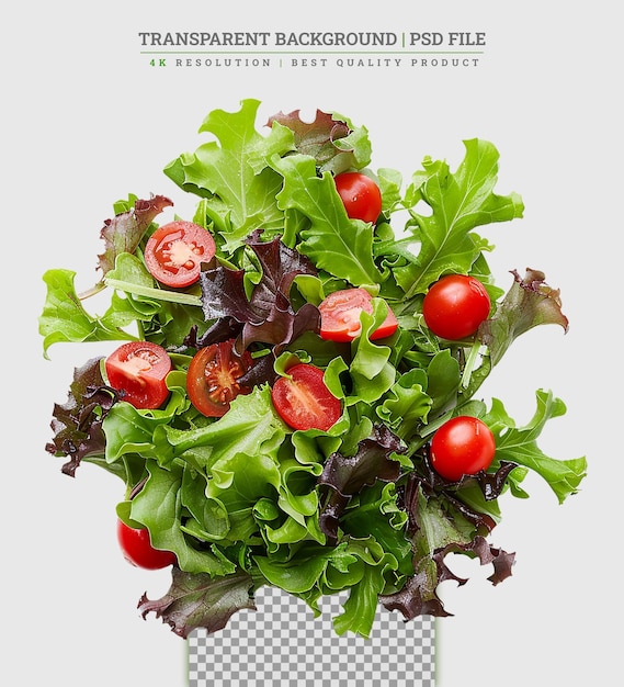 PSD mélange de salade à partir de rucola frisee radicchio tomates cerises et agneaux laitue