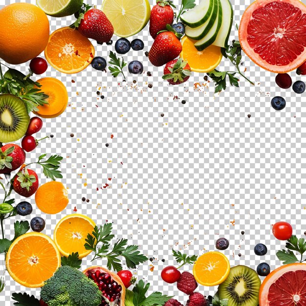 PSD mélanger des fruits isolés sur un fond transparent