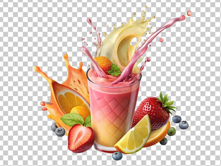 PSD mélanger un milkshake aux fruits avec des fruits