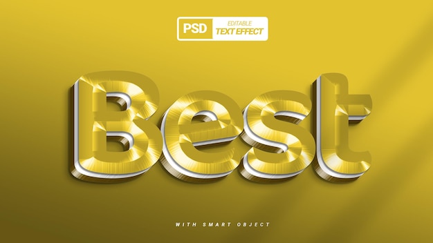 PSD melhor design de modelo editável de efeito de texto 3d dourado