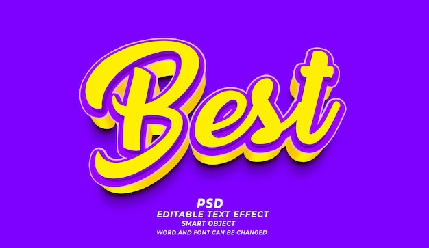 PSD melhor efeito de texto editável em 3d estilo photoshop psd