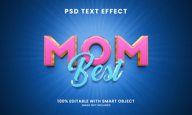 PSD melhor modelo de efeito de texto 3d mãe