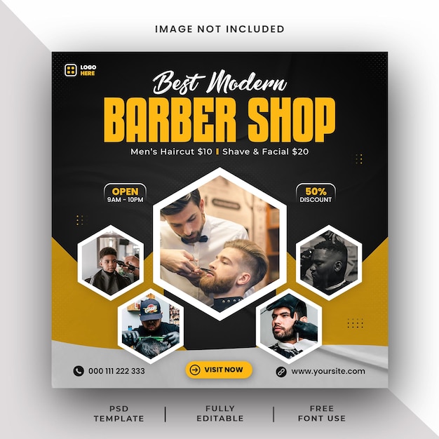 PSD melhor moderno barbearia mídia social instagram post banner template