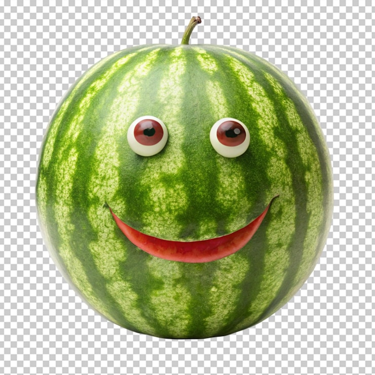 PSD melón de agua sonriente aislado en fondo blanco