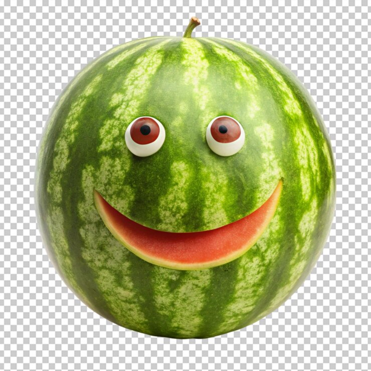 PSD melón de agua sonriente aislado en fondo blanco