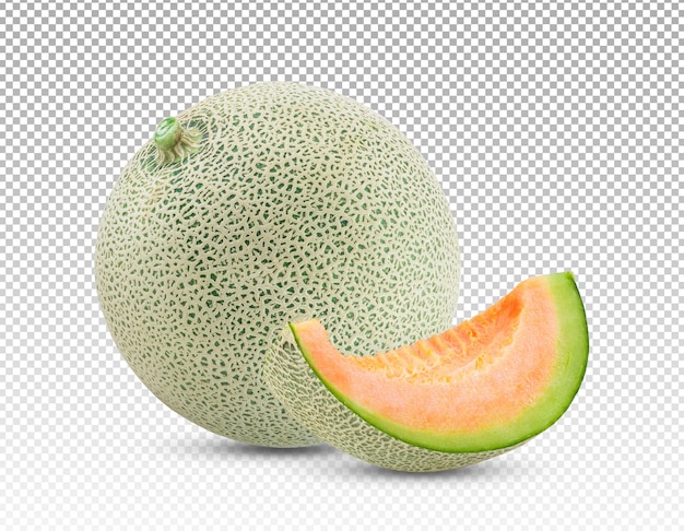 Melon Doux Mûr Avec Tranche De Melon Isolé