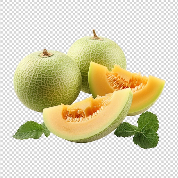 Melon galia isoliert auf durchsichtigem weißen hintergrund