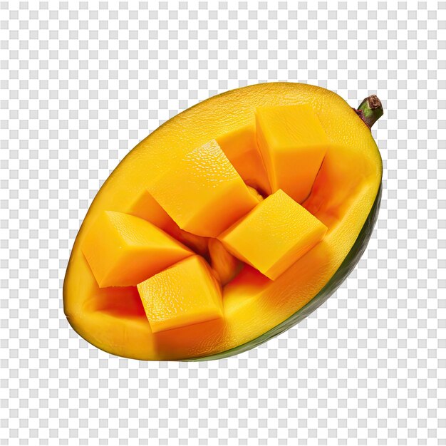 PSD un melon jaune avec une tige verte et une tranche de fromage dessus