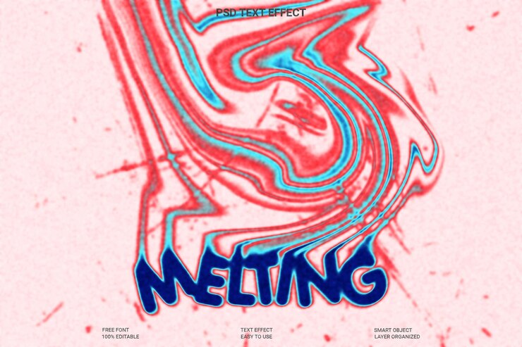 PSD melting text effect psychedelic liquid typography