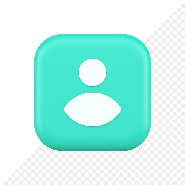 Member user personal data button human avatar character social character profile 3d icon
