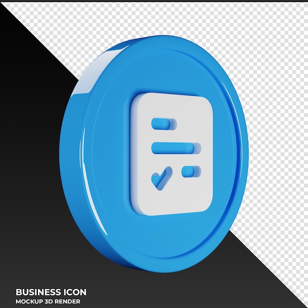 Memo Check Business Icon 3D Render Ilustración