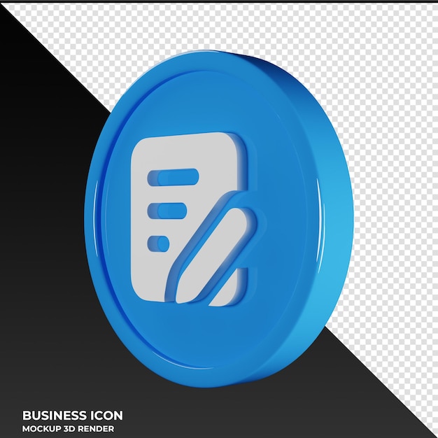 Memo Lápiz Business Icon 3D Render Ilustración