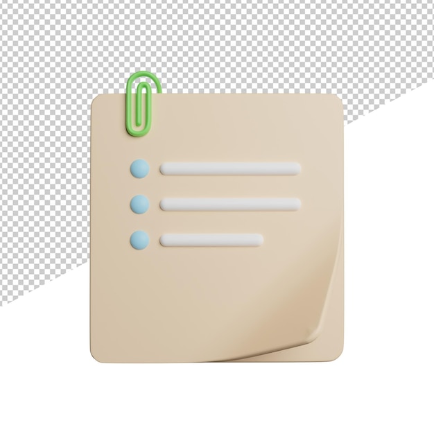 Memo Planning Focus Vorderansicht 3D-Rendering-Symboldarstellung auf transparentem Hintergrund