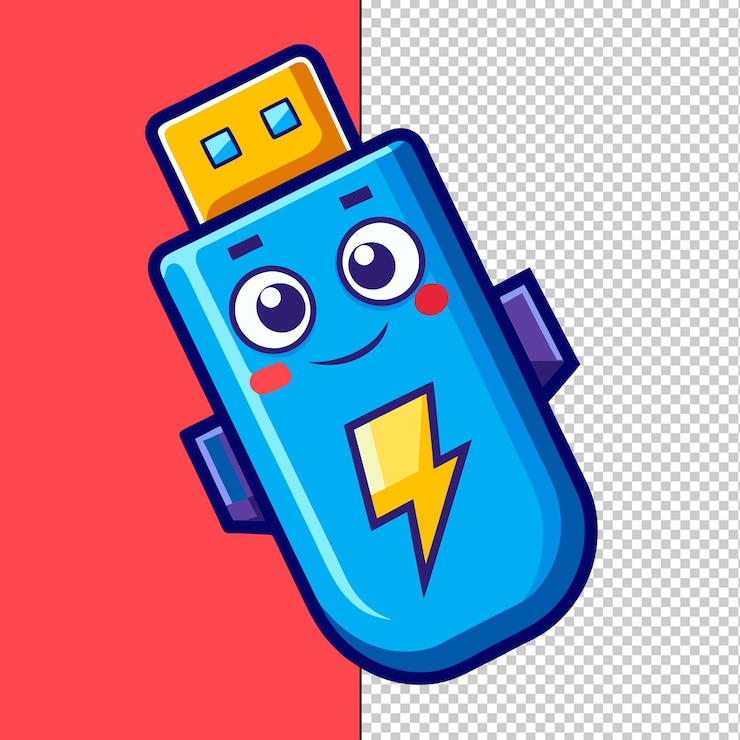 PSD memoria flash de dibujos animados para computadora