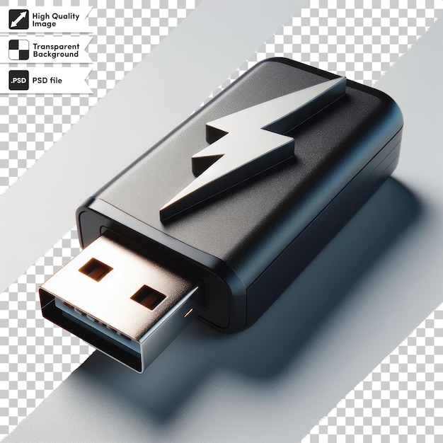 Memória flash psd usb em fundo transparente com camada de máscara editável