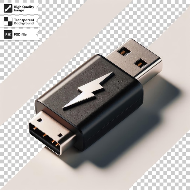 Memória flash psd usb em fundo transparente com camada de máscara editável