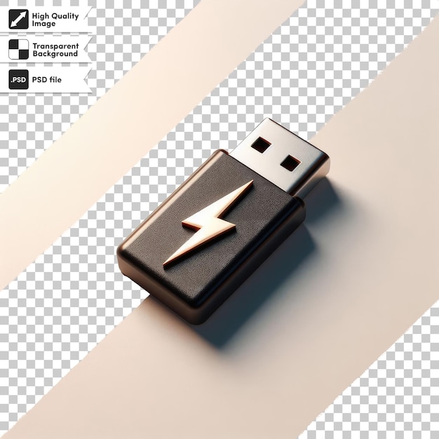 Memória flash psd usb em fundo transparente com camada de máscara editável