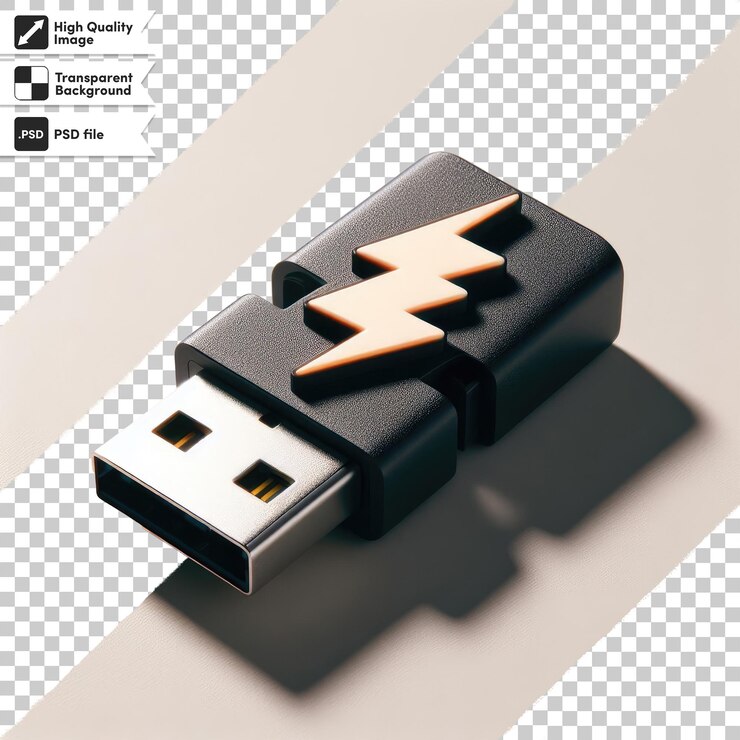 PSD memoria flash psd usb en fondo transparente con capa de máscara editable
