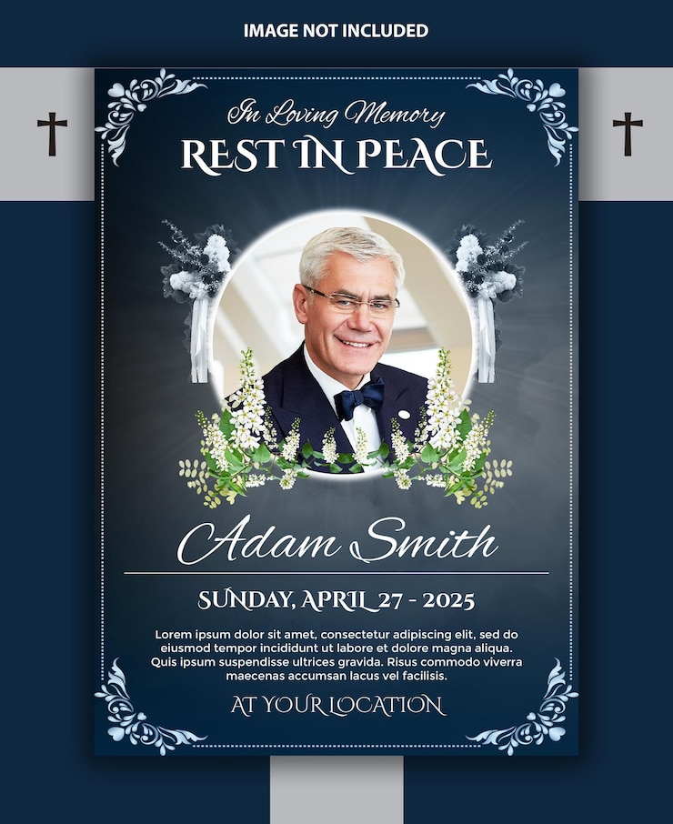 PSD memorial funeral flyer design template