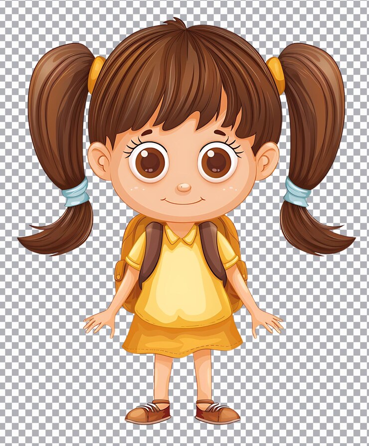 PSD menina bonita com mochila ilustração png isolada em fundo transparente