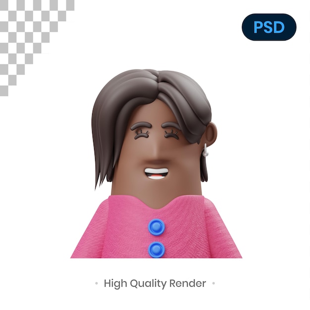 Menina com brincos ícone 3d psd premium