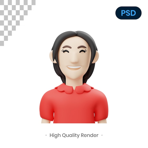 Menina com pano vermelho 3D render ilustração PSD Premium