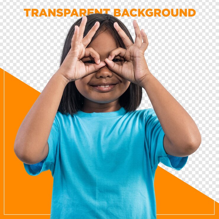 PSD menina fazendo uma máscara com as mãos com fundo transparente