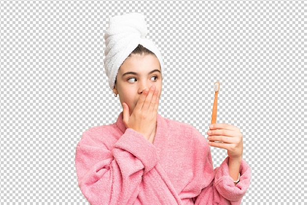Menina sobre fundo de chave de croma isolado