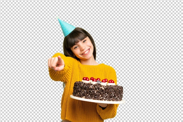 Menina sobre fundo de chave de croma isolado