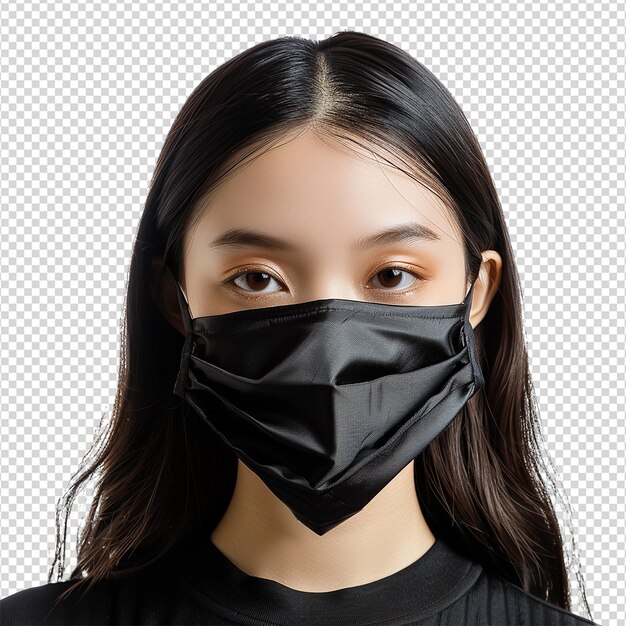 PSD menina usando máscara em fundo transparente png