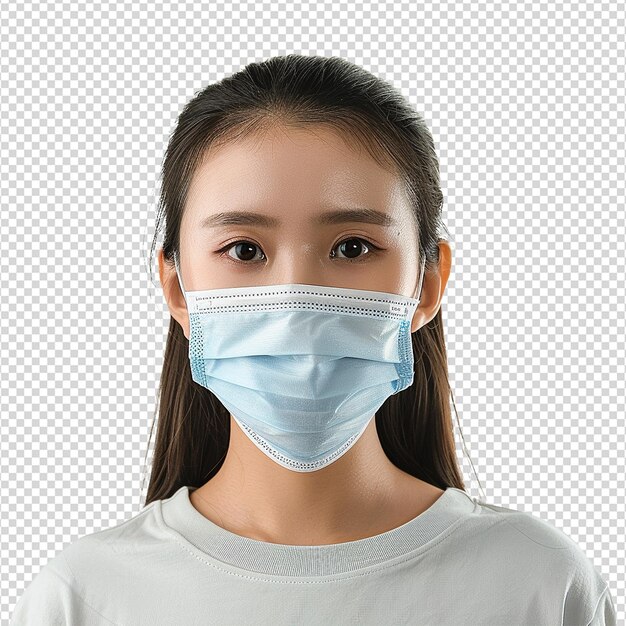 PSD menina usando máscara em fundo transparente png