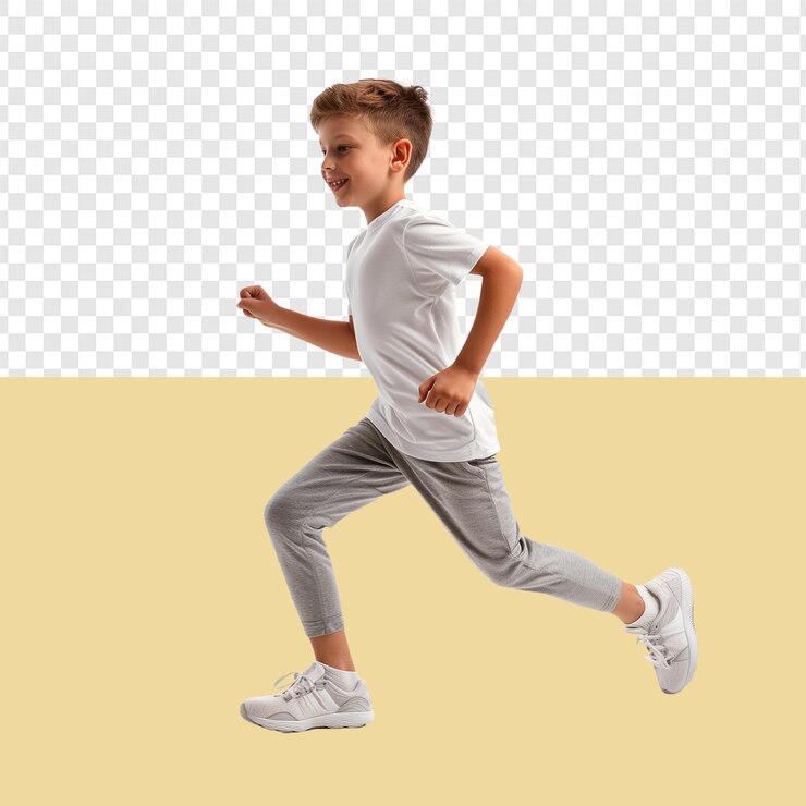PSD menino a correr, vista de lado